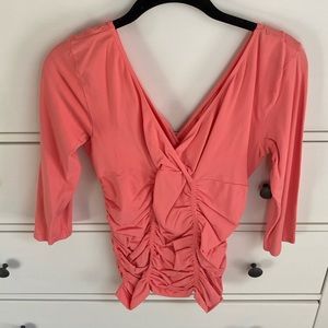 Last tango ruched v-neck 3/4 sleeve top